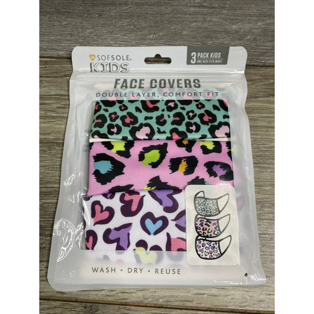 Sof Sole 3‎ Pack Face Cover Mask Kids Size Reusable/washable New Sealed